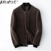 AYUNSUE ฤดูหนาวแกะ Shearling แจ็คเก็ตผู้ชายเสื้อผ้าขนสั้น All-In-One แจ็คเก็ตชายนักบินเบสบอลเครื่องแบบน้ำ Jaqueta Masculina