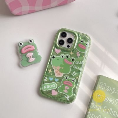 For เคสไอโฟน 14 Pro Max [Cute Frog Shining Sweet] เคส Phone Case For iPhone 14 Pro Max Plus 13 12 11 For เคสไอโฟน11 Ins Korean Style Retro Classic Couple Shockproof Protective TPU Cover Shell