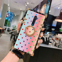 เคสโทรศัพท์มีขาตั้งเพชรทรงสี่เหลี่ยมเงาวับบลิงหรูหราสำหรับ OPPO Reno/รีโน10x ซูม/ รีโน2/รีโน2F/รีโน2Z/เรโน3/รีโน4โปร/รีโน4F/รีโน5โปร/รีโน5โปร/รีโน5F 6โปร/Reno 8 Pro Reno 7 Pro หลังซิลิโคนแบบนิ่มลายหัวใจแห่งความรัก