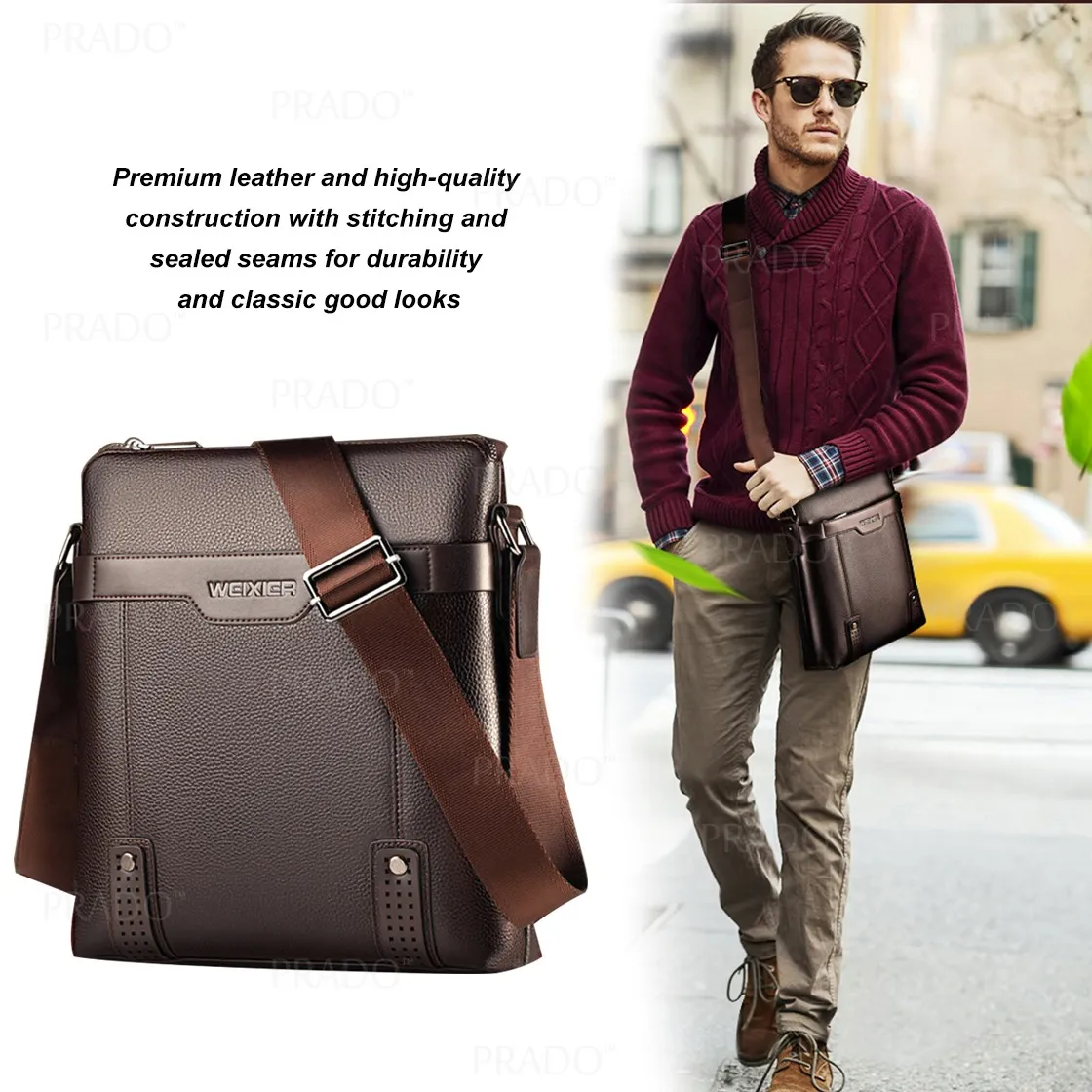 WEIXIER 18067 Men Leisure Style PU Leather Single Shoulder Bag (Black)