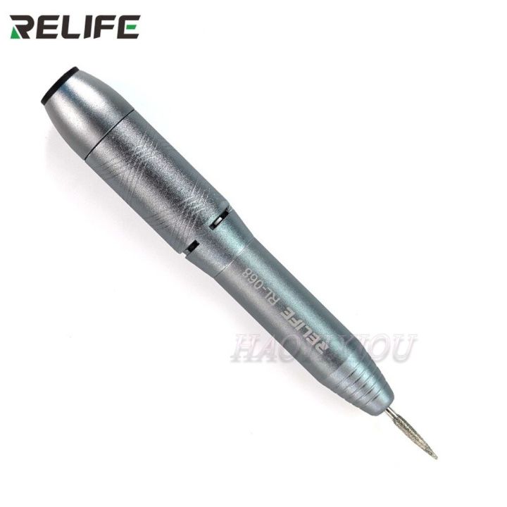 relife-rl-068ปากกาขัดเงาขนาดเล็กปรับกำลังไฟ6สปีดสำหรับ-cpu-และเมนบอร์ดซ่อมแซมหน้าจอที่ขัดด้วยหัวเจียร8หัว