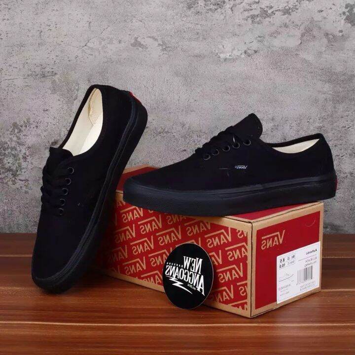 Men'S Black Authentic Full Black Premium Men'S Shoes Vans Authentic Women Shoes  All Black Waffle Dt Fasion Men School Shoes/Plain Black Shoes/Couple Shoes  All Black Trandy | Lazada.Vn