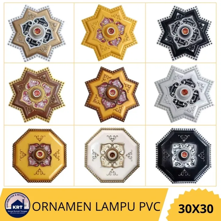 FITTING LAMPU Plafon Artistik 30cm X 30cm/ Ornamen Plafon PVC 30 X 30 ...