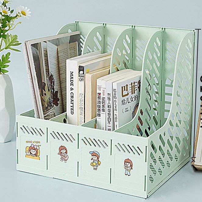 Four layer plastic file rack/desktop storage file bar/file box