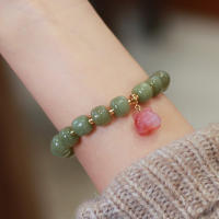 Natural Hetian Jade Barrel Beaded celet For Women Gemstone Bangle Stretch Agate Tiger Pendant celet Prayer Charm Jewelry