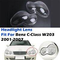 ที่ครอบไฟเลนส์ใสสำหรับ Mercedes Benz C-Class ซีดาน2001-2007 W203กรอบเลนส์ไฟหน้าอุปกรณ์เสริมรถยนต์