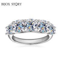 3.6CT ชุบ18K ทุกแหวนมอยส์ซอไนต์สำหรับผู้หญิงหิน5ก้อนประกายแหวนแต่งงานเครื่องประดับเงิน GRA