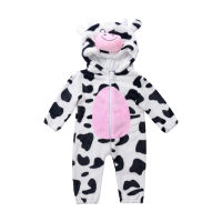 【Forever CY Baby】Baby Hoodie Romper, Milk Cow Skin Patterns Long Sleeve Zipper Up Romper, Long Pants One-Piece Jumpsuit, 0-24 Months