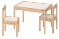 เล็ทท์ เซ็ทโต๊ะเด็กและเก้าอี้ 2 ตัว สีน้ำตาลอ่อน ไม้สน (Childrens table with 2 chairs, white, pine)