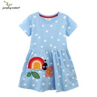 ZZOOI Jumping Meters New Arrival Childrens Party Girls Dresses Short Sleeve Princess Birthday Animals Applique Baby Frocks Costume