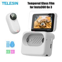 TELESIN กระจกนิรภัยป้องกันหน้าจอสำหรับ Insta 360 Go 3 กล้องป้องกันฝุ่นฟิล์มสำหรับ Insta Go 3 อุปกรณ์เสริม