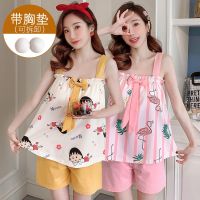 【jw】☈  2023 Size Spaghetti Shorts Pajama Sets for Korean Cartoon Sleepwear Homewear