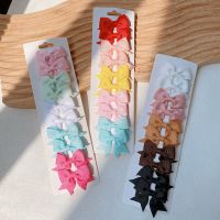 10Pcs/Set Solid Color Kids Bows Hair Clips for Baby Girls Handmade Ribbon Bowknot Hairpin MiNi Barrettes Hair Accessories Hair Accessories