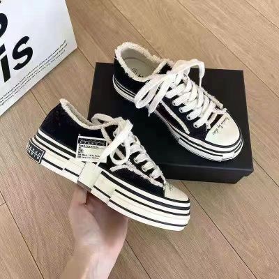 COD DSFGERERERER [READY STOCK] Canvas Shoes Women 2023 New Style Korean Version Versatile Thick-Soled Casual Student Sneakers