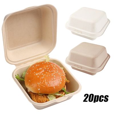 [HOT QIKXGSGHWHG 537] 20ชิ้นทิ้งเบนโตะเบอร์เกอร์กล่องเค้กสร้างสรรค์ Takeaway กล่องบรรจุภัณฑ์ครัวสไตล์เกาหลีแบบพกพากรณีอาหารกลางวัน