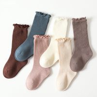 ﹍✓  Autumn Baby Ruffle Girls Socks Knee High Cotton Long Sock Kids Soft Solid Toddlers Socks Children Princess Socks for 0-5Y Spring