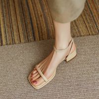 Босоножки Женскиеfrench Women Sandals Summer New Fairy Mid Heel Sandals Simple Roman Women Shoe Elegant Woman Shoe With Low Heel