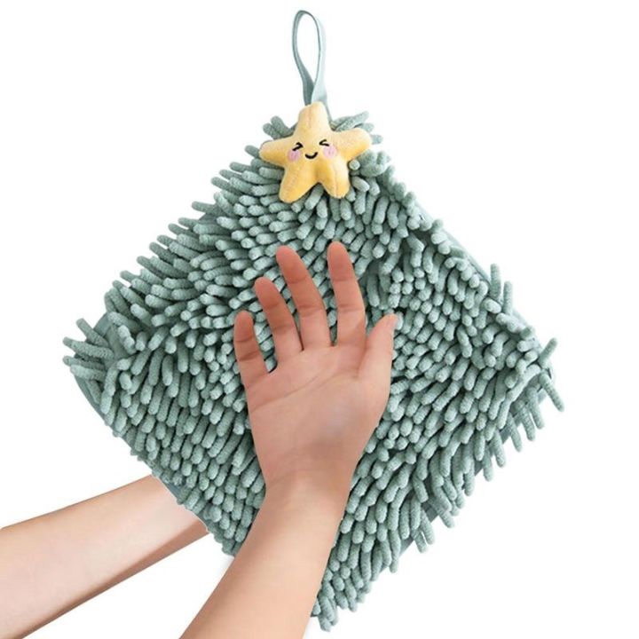 Coral Fleece Kitchen Cleaning Cloth, Bathroom Hand Towel With Hanging Loop