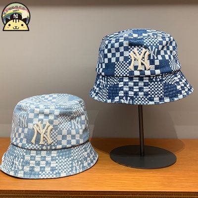 Bucket Hat NY หมวกบักเก็ต ผ้าฝ้าย และผ้ายีน ลายตารางหมากรุก สามารถพับได้ แฟชั่นฤดูร้อน สไตล์ฮิปฮอป สําหรับผู้ชาย และผู้หญิง