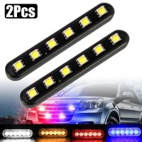 【CW】❖✑  12V 6 Strobe Strip Car Motorcycle Medium Flash Warning Emergency License Lamp Accessories 2 Pcs