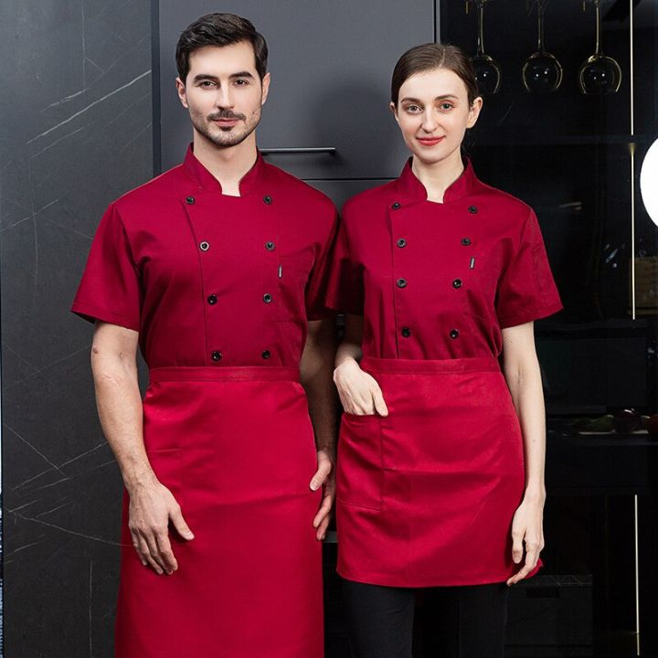 เครื่องแบบพ่อครัวโรงแรมเสื้อผ้าทำงานสำหรับร้านอาหารชุดแขนยาวแขนสั้นร้านเค้กขนมอบสำหรับผู้หญิง