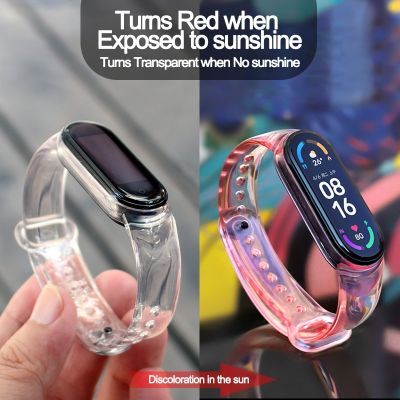 Strap For Xiaomi Mi Band 7 6 5 4 3 Transparent Change Color Light Wrist Bracelet For Xiaomi MiBand 5 Silicone Replacement Straps