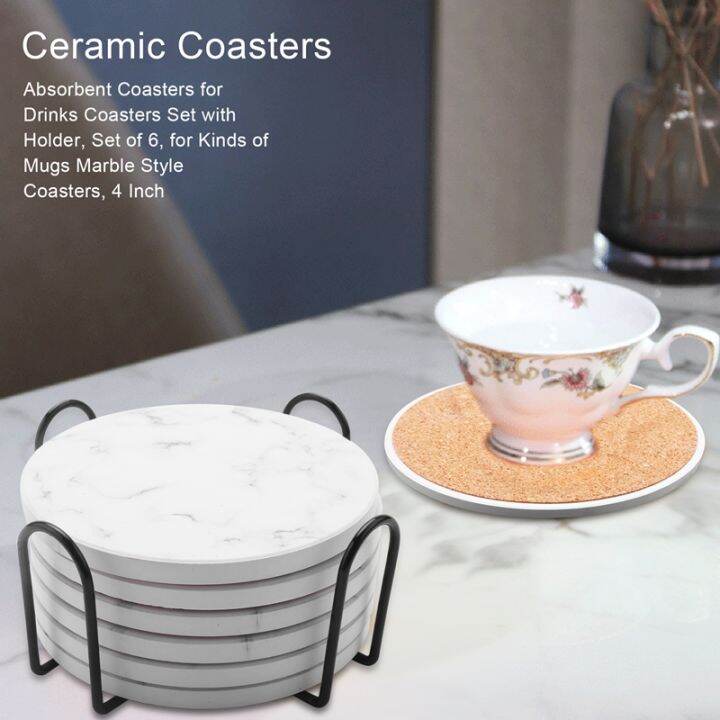 absorbent-coasters-for-drinks-coasters-set-with-holder-set-of-6-for-kinds-of-mugs-marble-style-coasters-4-inch