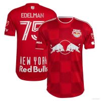 NEW Jay 2023 Mls Daniel Edelman New York Red Bulls Jersey Red Football Short Sleeve Sports T-shirt Large