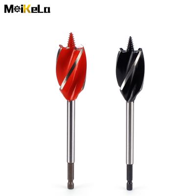 Meikela 10-35mm 1/4 Hex Shank High Speed Steel Auger Drill Bits 160mm Four-Slot Woodworking Tools Hole Opener Cutter
