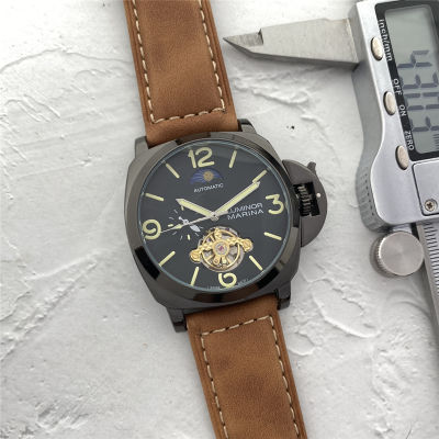 ④ นาฬิกาข้อมือ2022นาฬิกาแบรนด์หรูสายหนังนาฬิกาผู้ชายนาฬิกาจักรกลบุรุษนาฬิกาวินเทจนาฬิกาโหมดกลางคืน