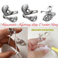 Bangqi Adjustable Knitting Tools Sewing Thimble Knitting Loop Crochet Peacock Carp Ring