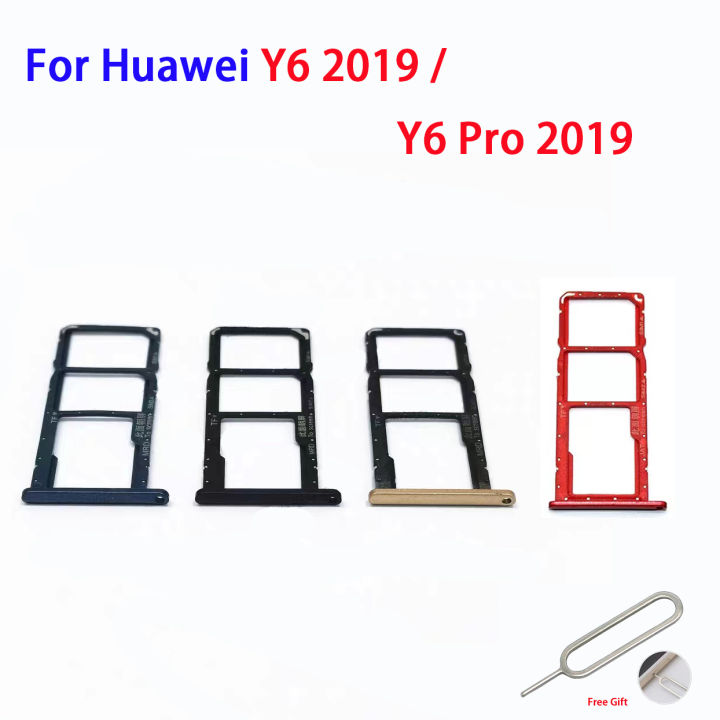 ถาดใส่ซิมการ์ดใหม่สำหรับ Huawei Y6 2019 / Y6 Pro 2019อะไหล่ที่ใส่ซิมการ์ดถาดใส่ซิม