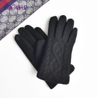 ENJOYFUR Men Winter Wool Knit Gloves Fashion Touch Screen Autumn Mittens Warm Fleece Lined Cycling Sports Male Elastic Gloves