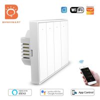 ✐✁ Benexmart Tuya WiFi US AU Wall Light Switch Neutral Required Smart 1/2/3/4 Gangs Interruptor Alexa Google Home Voice Control