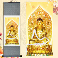 Authentic Store ของขวัญชาวพุทธ Tathagata พระพุทธรูปที่นั่งดอกบัวรูปปั้นพระศากยมุณีพระภาพระเบียงห้องนั่งเล่นภาพวาดเลื่อนผ้าไหมภาพแขวนพระพุทธรูปทิเบตเนปาล