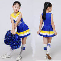 Kid Hip Hop Jazz Street Dance Wear Clothes Blue Sleeveless Top And Pleated Skirt Costume Suit For Girl Gymnastics Outfit