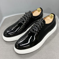 Luxury High Quality Mens Casual Shoes Patent Leather Lace Up Autumn Brand Comfortable Flat Oxford Shoes for Men Trendy Sneaker