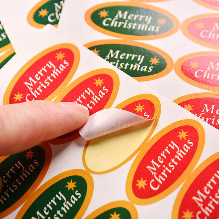 500pcs-oval-seal-sticker-merry-christmas-gift-decoration-diary-label-baking-christmas-eve-holiday-party-supplies-packaging