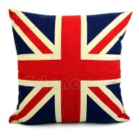 Home Decorative Union Jack UK Flag Linen Cushion Cover Square 16" Pillow Cases VIN