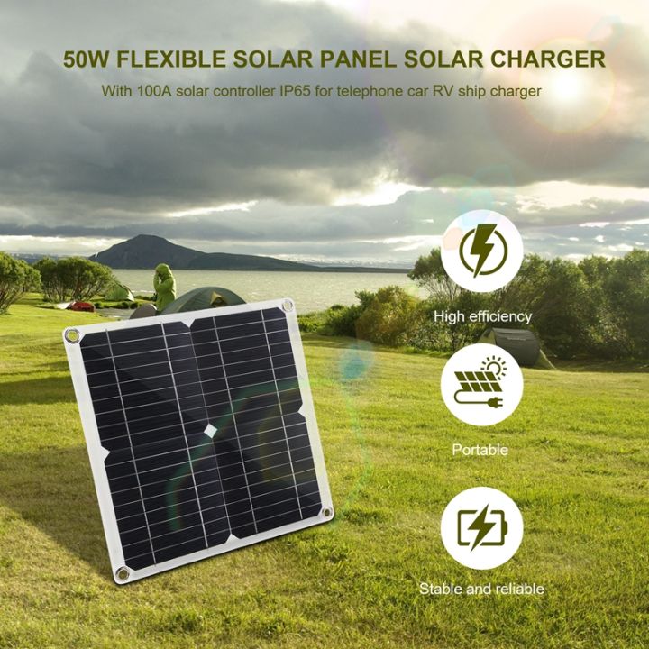 50w-solar-panel-18v-solar-cells-bank-connector-cover-with-solar-controller-ip65-for-phone-car-rv-boat-charger