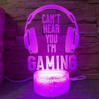Cant Hear You Im Gaming Multi Color 3D LED Night Light for Home Decor Gift Drop Shipping Xbox Game Over Lamp