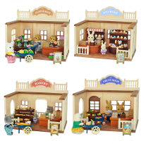 Forest Family Dollhouse Rabbit Supermarket Miniatures Bread Dinette Child Toy Kitchen Girl Toys Groceries Pretend Play Hobbies