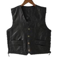 Jay Leather Punk Vest Waistcoat Vest Top Motorcycle Jackets Coat Plus Size Black