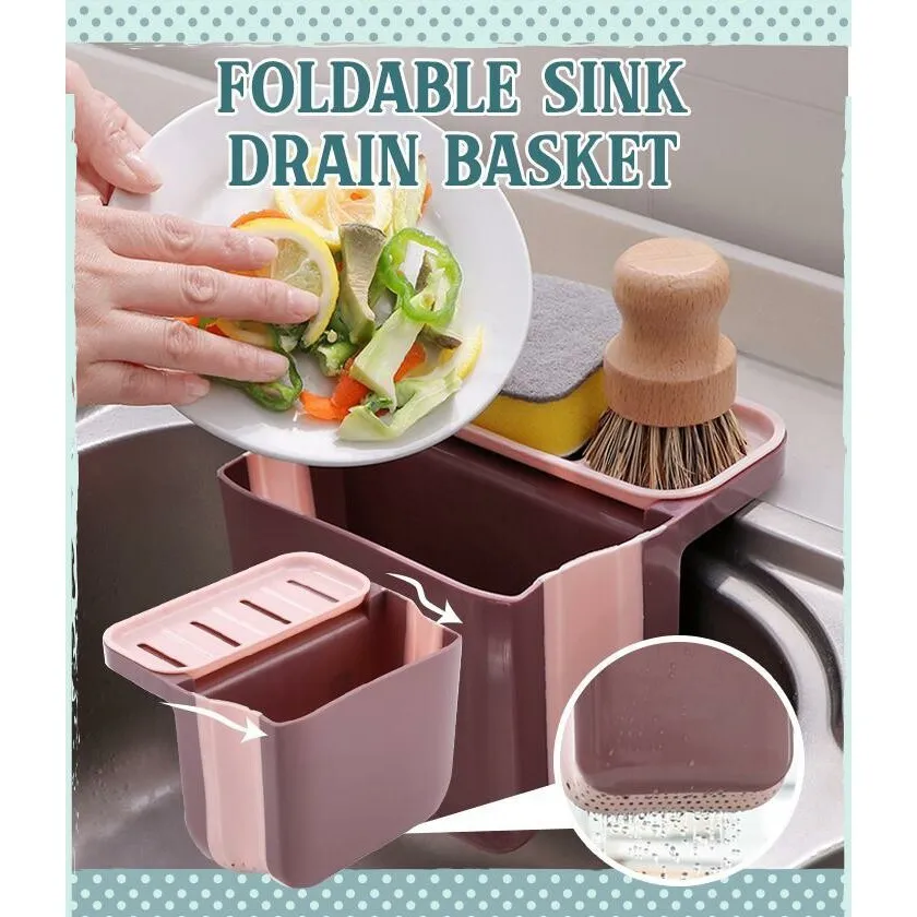 Kitchen Sink Strainer Drain Rack Foldable and Soap Sponge Holder