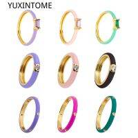 {Xixi Ornamelings} 1ชิ้นแหวนเคลือบสีลูกอม8สีน้ำมันหยดพร้อมแหวนเพชรสังเคราะห์แวววาวแหวนแต่งงานแหวนหมั้นเครื่องประดับแฟชั่น