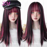 【jw】☇○  Mixed with Synthetic Wig With Bangs Wavy red Wigs