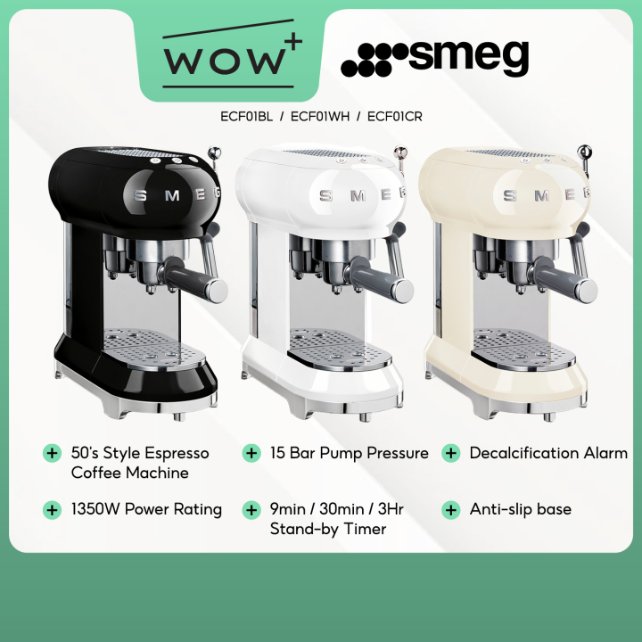 Smeg ECF01 Series 50's Style Espresso Coffee Machine Multiple Colors