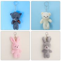 Cute little bear rabbit doll keychain pendant female schoolbag backpack pendant accessories stuffed bear plush doll Key Chains