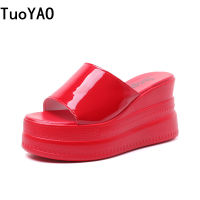 Women Slippers Female Shoes Rubber Beach Slippers For Women Ladies High Platform Flip Flops Red Slides 2022 Summer Shoes Woman