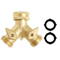 Garden Tap Female Y Garden Hose Connector Durable Sturdy Brass Two-Way Ball Valve Garden Tap Quick Connector Irrigation Valve Watering Systems  Garden